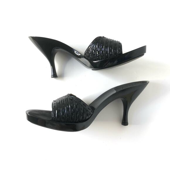 Louis Vuitton Black Patent Leather LV Plate Slides Slip On Mules Sandals 36 - Picture 7 of 11